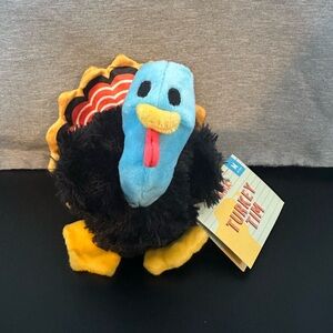NWT Barkbox Tim Turkey Blue Squeak Crazy Crinkle Whip Tail Dog Toy Size M Medium